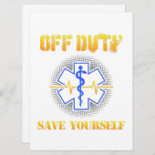 EMS Off Duty Rette sich selbst paramedic Rescue Fu Save The Date (Vorne/Hinten)