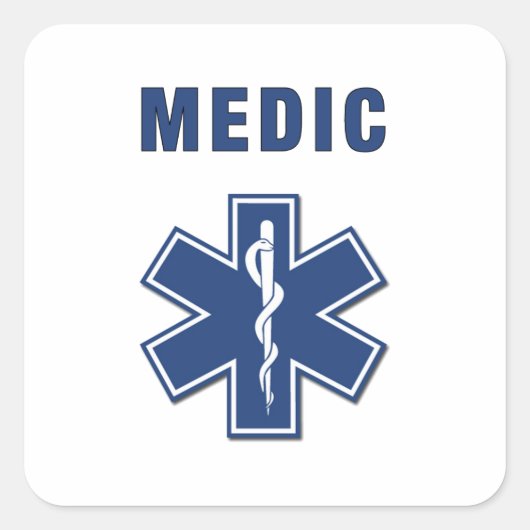EMS ParaMedic Star of Life Quadratischer Aufkleber (Vorderseite)