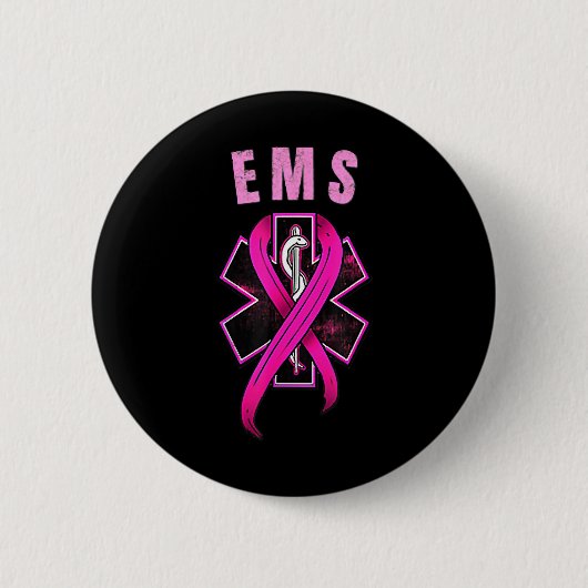 EMS-Symbol für ein Kur-Brustkrebs-Bewusstsein rosa Button (Vorderseite)