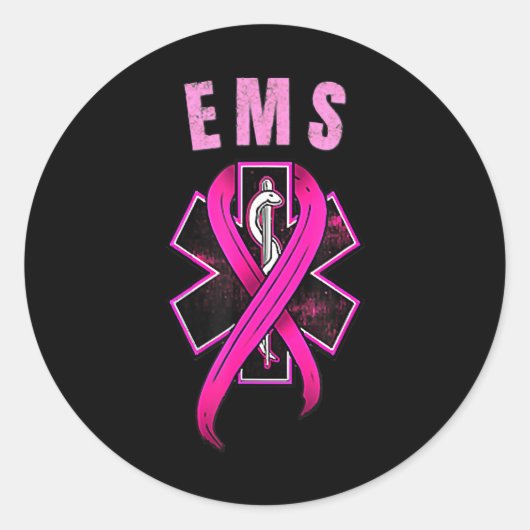 EMS-Symbol für ein Kur-Brustkrebs-Bewusstsein rosa Runder Aufkleber (Vorderseite)