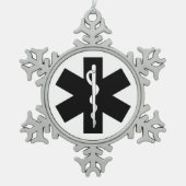 Ems-Thema Schneeflocken Zinn-Ornament (Vorderseite)