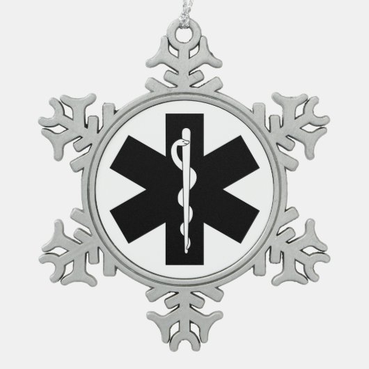 Ems-Thema Schneeflocken Zinn-Ornament (Vorderseite)