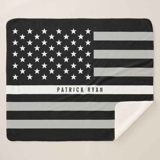 EMS Thin White Line American Flag Monogram Med. Sherpadecke (Vorderseite (Horizontal))