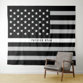 EMS Thin White Line American Flag Monogramm Wandteppich (Beispiel (Horizontal))