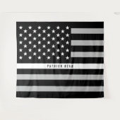 EMS Thin White Line American Flag Monogramm Wandteppich (Vorderseite (Horizontal))