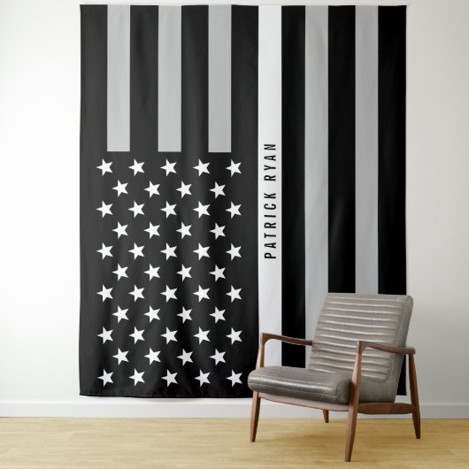 EMS Thin White Line American Flag Monogramm Wandteppich (Beispiel)