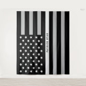 EMS Thin White Line American Flag Monogramm Wandteppich (Vorderseite)