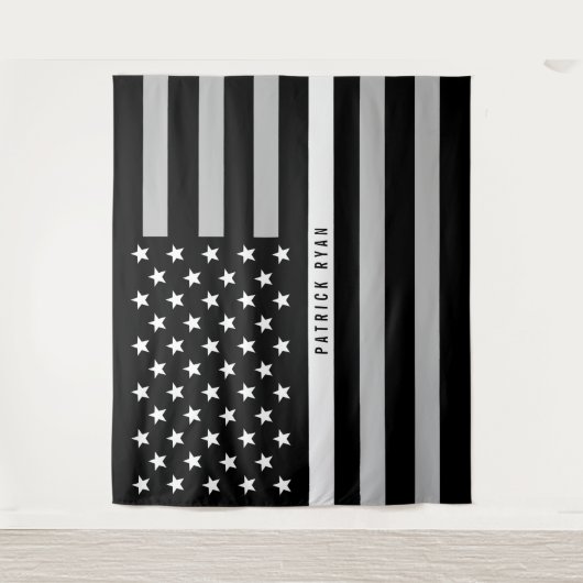 EMS Thin White Line American Flag Monogramm Wandteppich (Vorderseite)