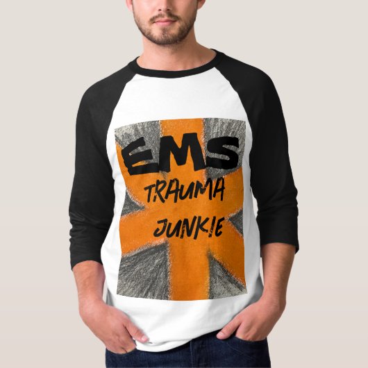 EMS-Trauma-Junkie, Orange und Grafit T-Shirt (Vorderseite)