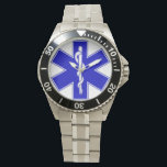 EMS watch Armbanduhr<br><div class="desc">Steel watch with of star life on it,  for Ideal,  ambulance crews!</div>