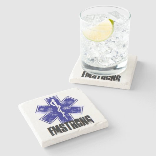 EMSTRONG (nur Logo) Steinuntersetzer (Seitenansicht)