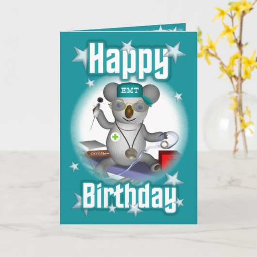 EMT Birthday Koala Karte (Gelbe Blume)
