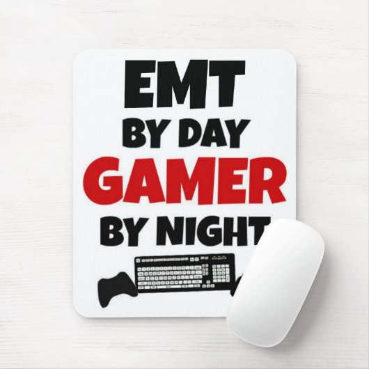 EMT by Day Gamer by Night Mousepad (Mit Mouse)