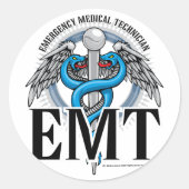 EMT Caduceus Blue Runder Aufkleber (Vorderseite)
