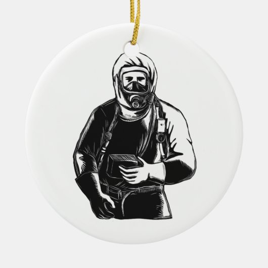 EMT, das Hazmat Anzug Scratchboard trägt Keramik Ornament (Vorne)