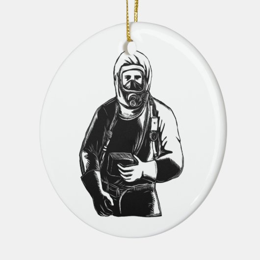 EMT, das Hazmat Anzug Scratchboard trägt Keramik Ornament (Links)