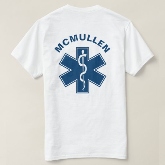 EMT EMS Paramedic Blue T-Shirt (Design Rückseite)