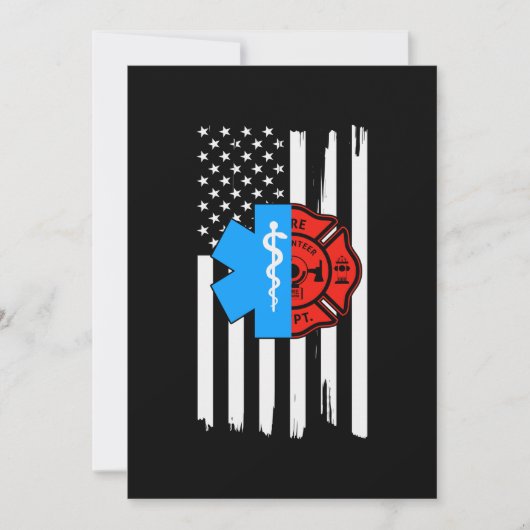 Emt Firefighter American Flag Distressed.Png Save The Date (Vorderseite)