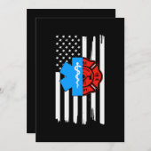 Emt Firefighter American Flag Distressed.Png Save The Date (Vorne/Hinten)