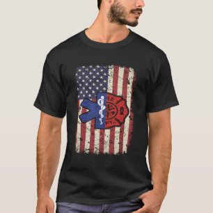 Emt Firefighter American Flag Patriot Paramedic Fi T-Shirt