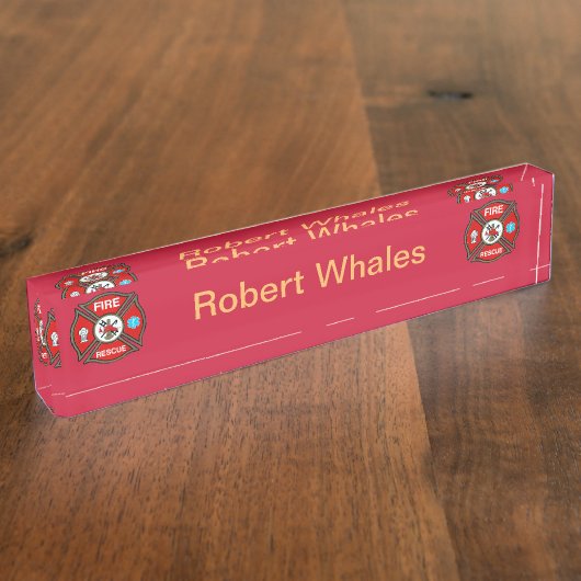 EMT Firefighter Custom Acrylic Desk Namplate Namensplakette (Seite)