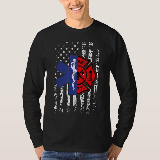 EMT Firefighter EMT American Flag Geschenk T-Shirt (Vorderseite)