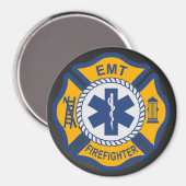 EMT Firefighter Round Magnet (Vorderseite/Rückseite)