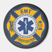 EMT Firefighter Round Magnet (Vorne)