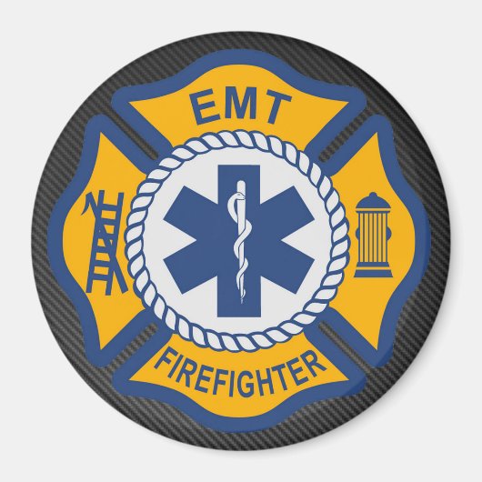 EMT Firefighter Round Magnet (Vorne)