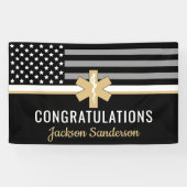 EMT First Responder dünne weiße Linie EMS Ruhestan Banner (Horizontal)