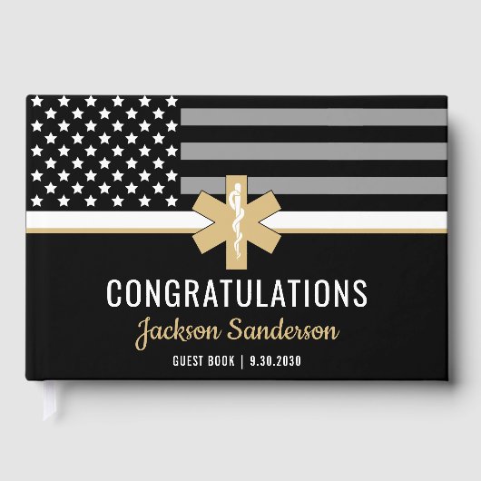 EMT First Responder dünne weiße Linie EMS Ruhestan Gästebuch (Vorderseite)