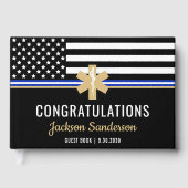 EMT First Responder White Line Flag EMS Retiremen Gästebuch (Vorderseite)