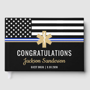 EMT First Responder White Line Flag EMS Retiremen Gästebuch