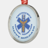 EMT Happy Holidays Silbernes Ornament (Links)