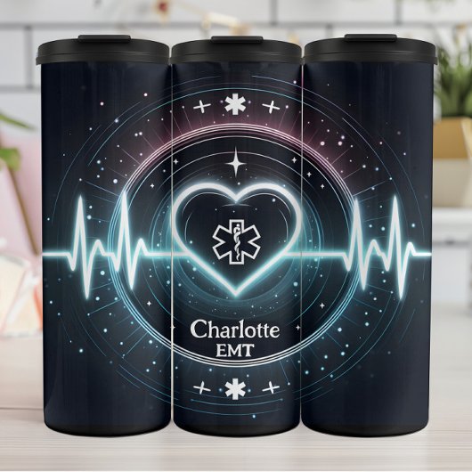 EMT Heartbeat Glowing Medical Design Thermosbecher