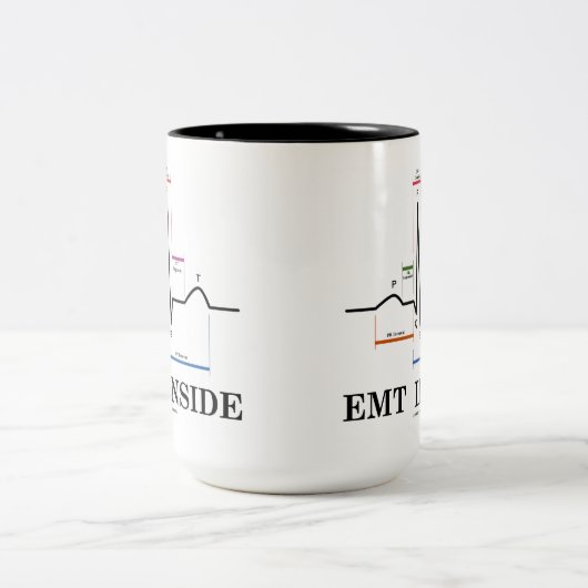 EMT Innere (Kurve-Rhythmus-Elektrokardiogramm) Zweifarbige Tasse (Mittel)