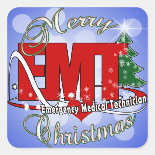 EMT Medizinischer Notfalltechniker CHRISTMAS Quadratischer Aufkleber