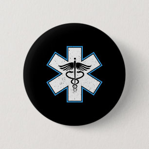 Emt Paramedic Star - Caduceus Ems First Responder Button