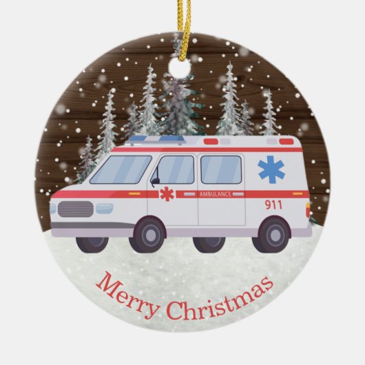 EMT Parmedic Ambulance Weihnachts-Keramik Ornament (Vorne)