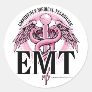 EMT Pink Caduceus Runder Aufkleber