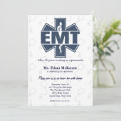 EMT Ruhestand Denim Textur Einladung (Stehend Vorderseite)