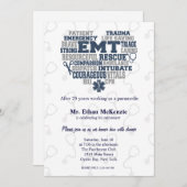 EMT Ruhestand Denim Textur Einladung (Vorne/Hinten)