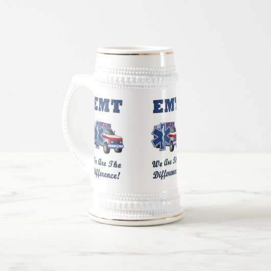 EMT sind wir der Unterschied Bierglas (Vorderseite Links)