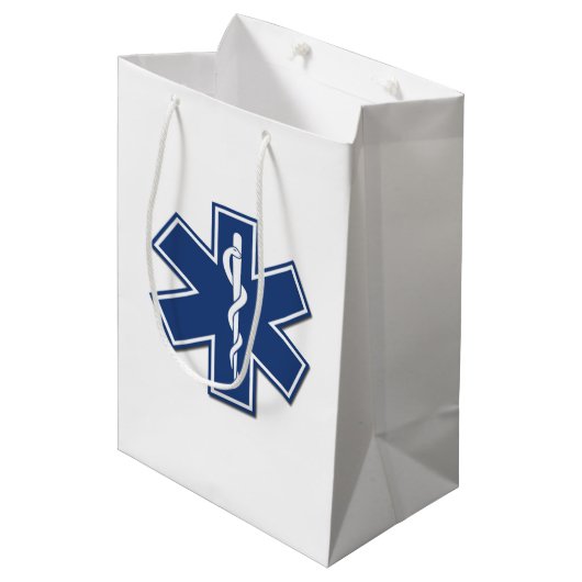 EMT-Star des Lebens Mittlere Geschenktüte (Vorderseite Schrägansicht)