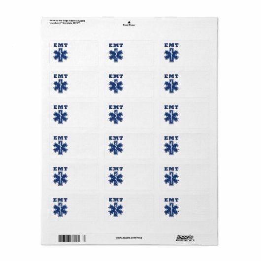 EMT Star of Life Adressaufkleber (Vorne)
