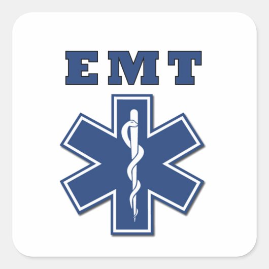 EMT Star of Life Classic Quadratischer Aufkleber (Vorderseite)