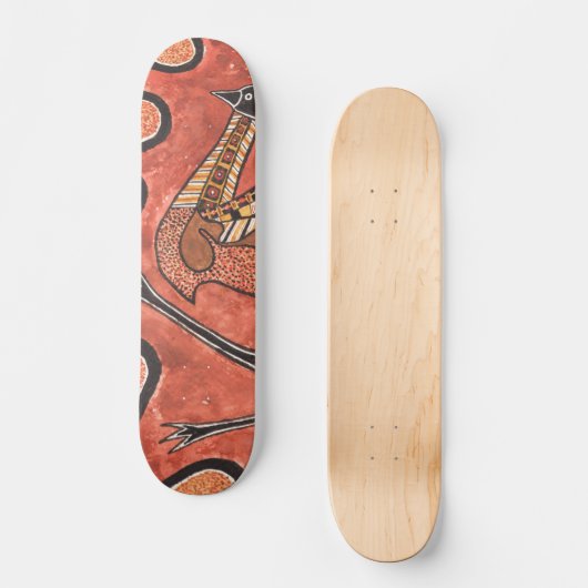 Emu - Aborigine-Inspirierte Kunstmalerei Skateboard (Vorderseite)