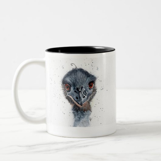 Emu auf Kaffee-Tasse Zweifarbige Tasse (Links)
