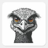 Emu bird head quadratischer aufkleber (Vorderseite)