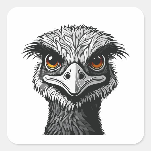 Emu bird head quadratischer aufkleber (Vorderseite)